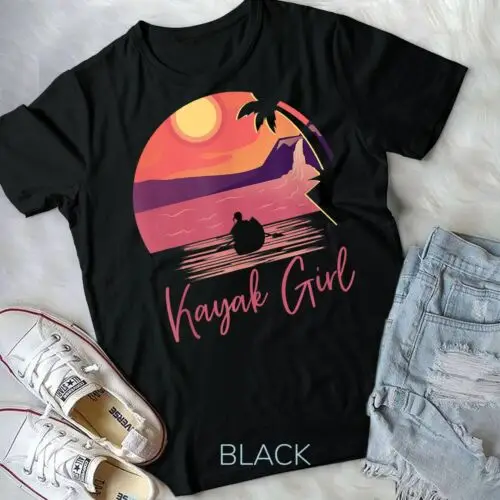 Kayak Girl Women Kayak Outdoor Sport Canoe Sunset Kayaking Unisex T-shirt