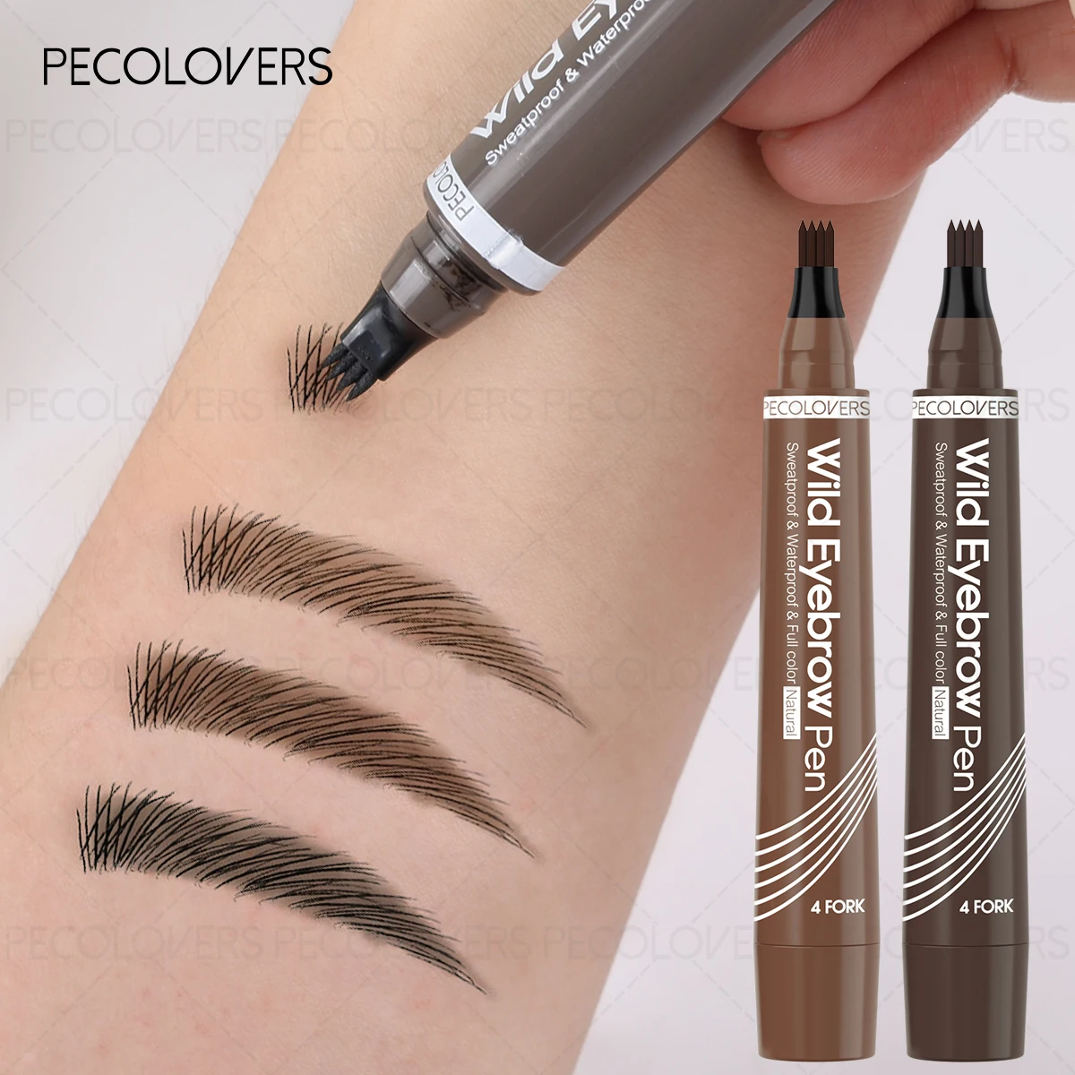 2pcs Waterproof Eyebrow Pen ，Smooth，Non-Dyeing，Four-pronged Liquid Eyebrow Pen