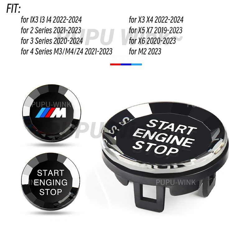 Crystal Start Button Cover, Limitation Start, BMW Série 1, 2, 3, 4, G20, F40, F44 Bery, G01, Tage, G02, G06, G07, M3, G80, Figuré G82, Z4, I4