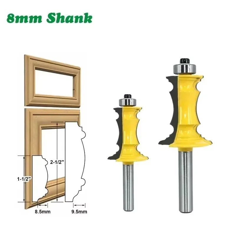 

1PC 8MM Shank Milling Cutter Wood Carving Mitered Door Drawer Molding Router Bits Handrail Line Tenon Milling Cutter Woodworking