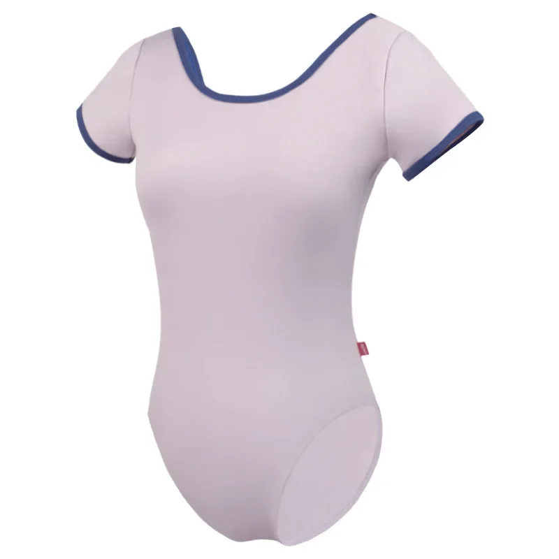 Ballet Leotard Dancewear Women Short Sleeve Deep V Back Gymnastics Skate Dance Wear Dance Leotard Bodysuit Swimsuit