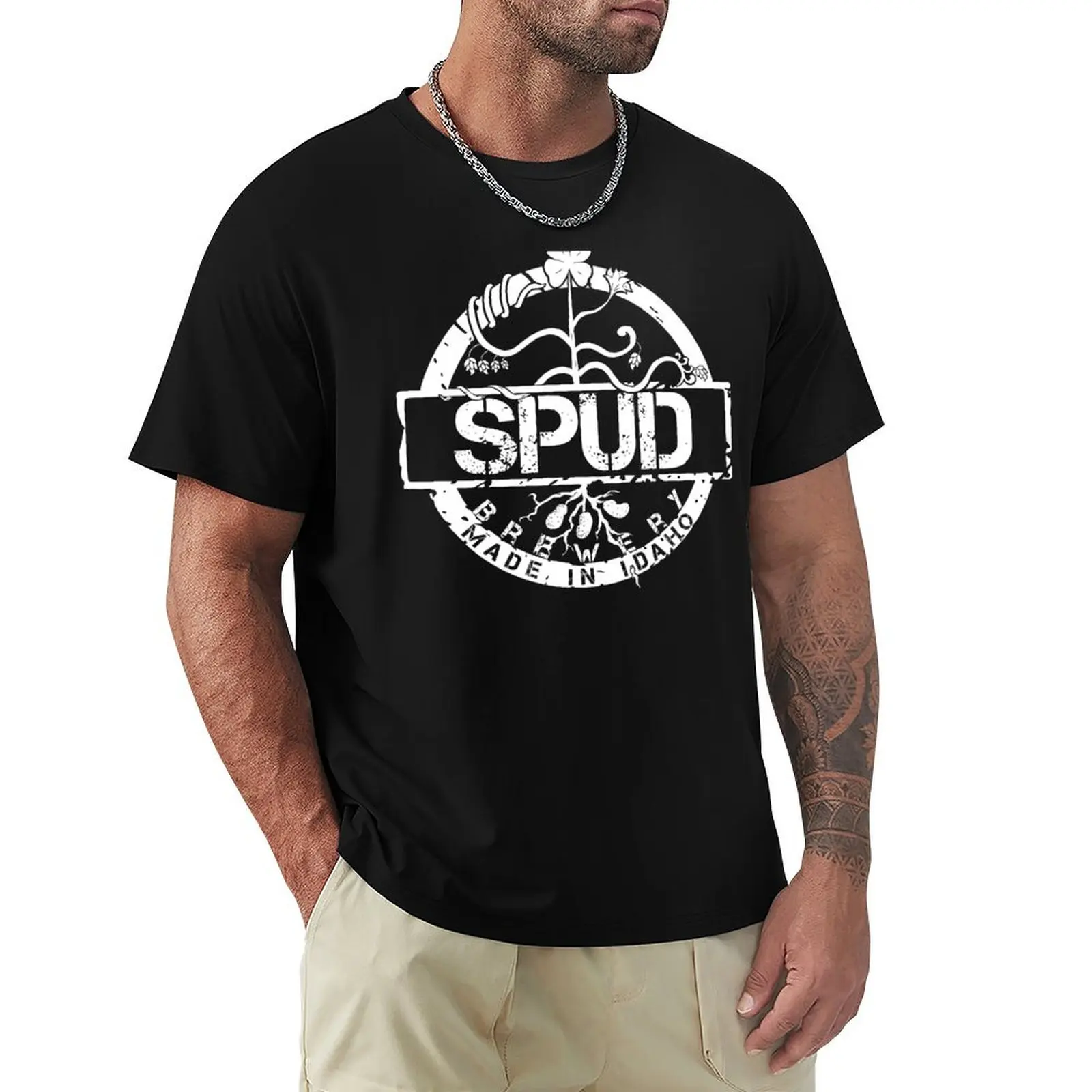 

Spud Brewery - All White T-Shirt Luxury man vintage clothes boys animal print plus size clothes luxury clothes men