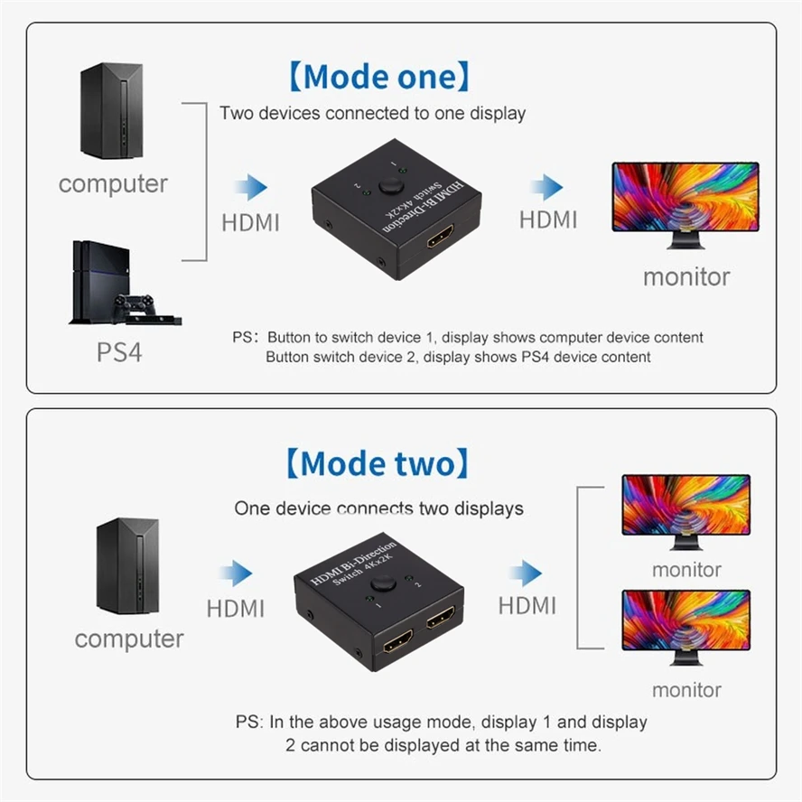 4k x 2k switcher uhd 2 portas bidirecional manual 2x1x2 hdmi ab switch hdcp suporta 4k fhd ultra 1080p para projetor computador