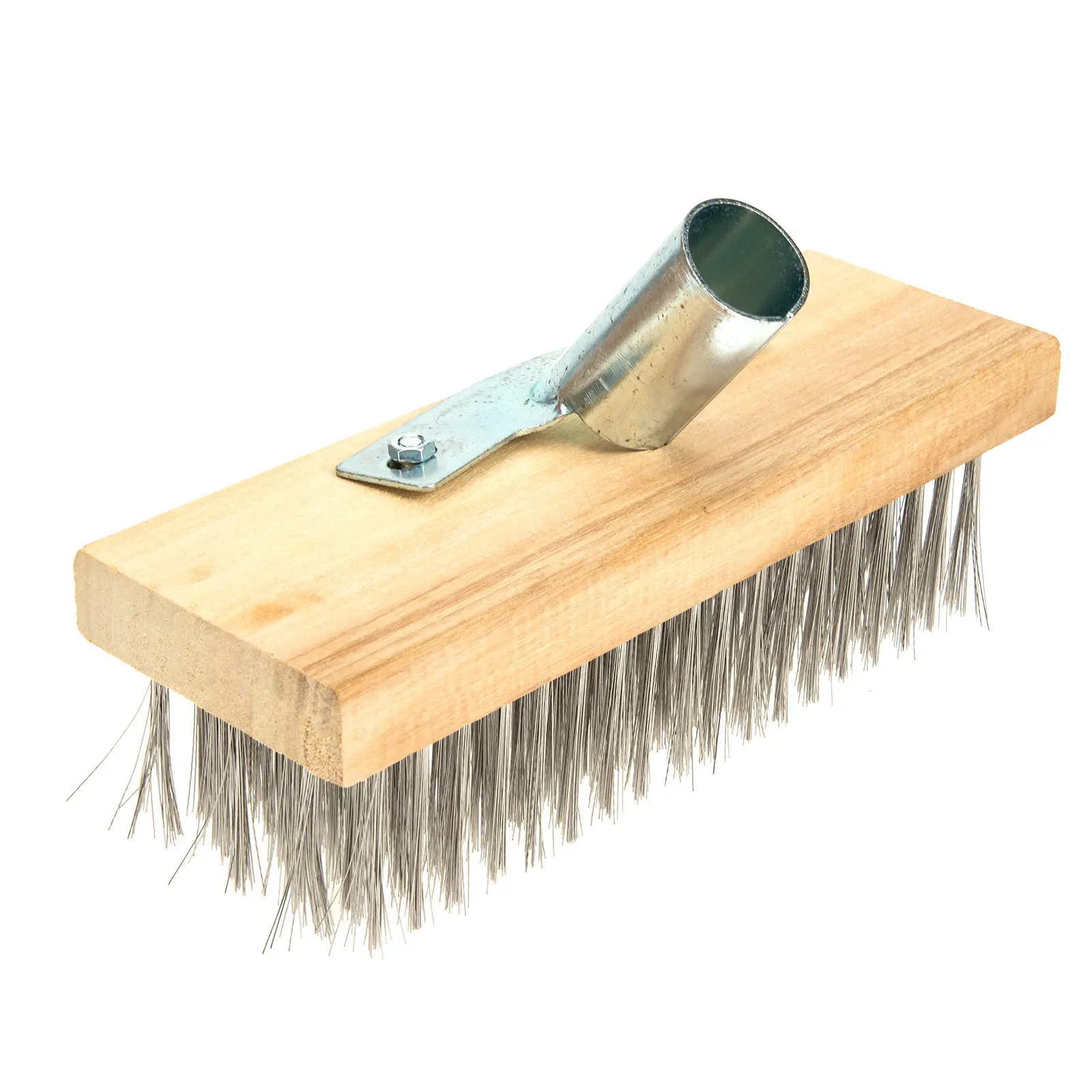 Heavy Duty Stainless Steel Bristles Floor Scrubber Deck Brush Labor Saving Floor Cleaning Tool for Courtyard Swimming Pool