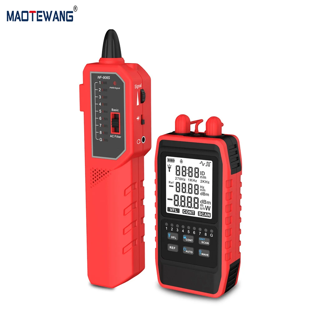 NF-908S Optical Power Meter Network Cable SCAN FC SC ST -60~8dBm Visual Fault Locator Fiber Cable Tester Optic Fault Meter