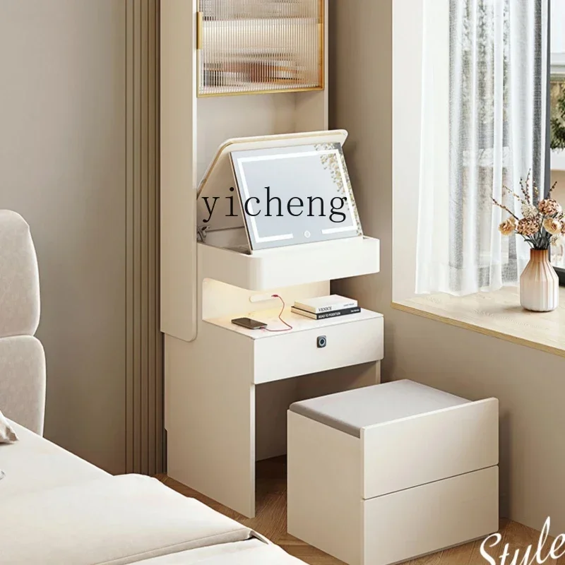 

bedside table, dresser, integrated small apartment, bedroom corner, multi-functional flip-top makeup table