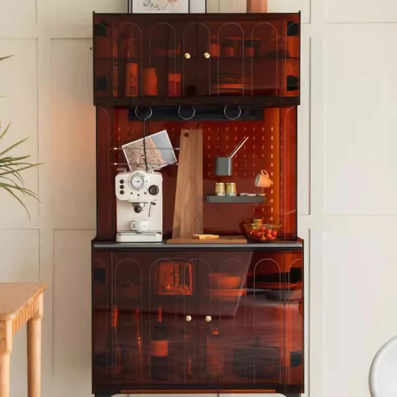 

Gray square light luxury large dining side cabinet Nordic simple living room storage combination wine cabinet integrated against