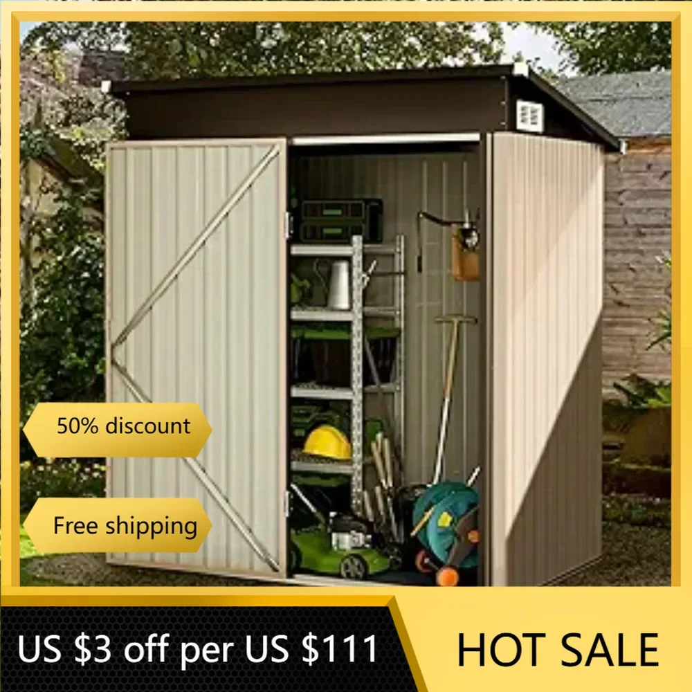 Outdoor Metal Shed for Tool Niche Storage 5x3 FT Bounce House Garbage Can Outdoor Wardrobe Garden Bike Container Mobile House