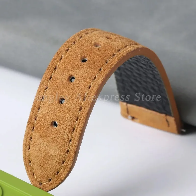 Soft Suede Leather Watch Band 18mm 19mm 20mm 22mm Blue Brown Watch Straps for Omega Stainless Steel Buckle Men Watch Accessories