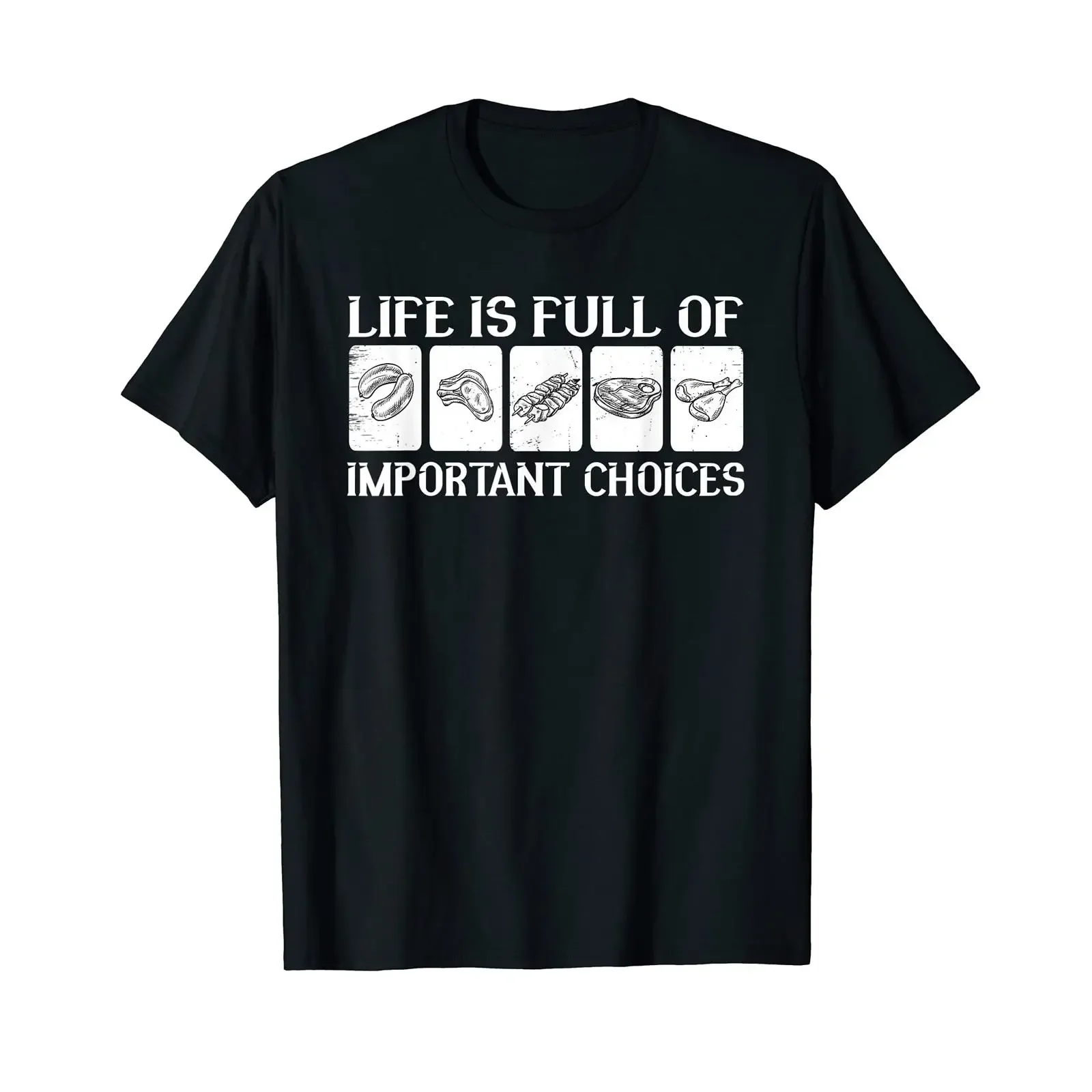 Great BBQ design barbecue party meat selection T shirt vintage Washed fashion Casual Unisex Breathable Top For Everyday Wear