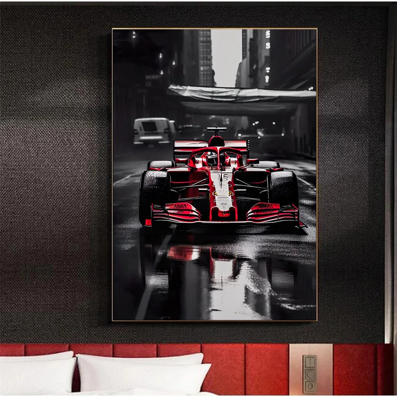 F1 Hamilton Racer Car Red-Bull Black-Mercedes Poster Canvas Painting Wall Art Pictures for Living Room Home Decor Gift