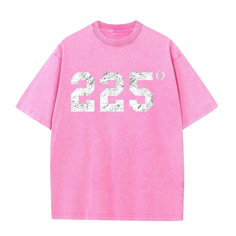 Cotton Men's T-Shirts 225 Degrees BBQ Grilling Smoking Meat T-Shirt Funny Tee Shirt Humor Graphic Short Sleeve Summer Top Pink