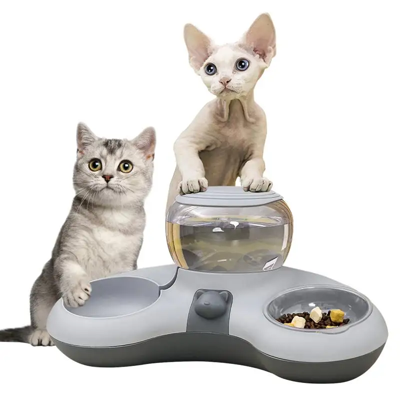 

Double Dog Cat Bowls Detachable Stress Free Pet Cat Feeder Dish 1.4L Water Dispenser Design Non-Skid Double Bowls Set Bowls