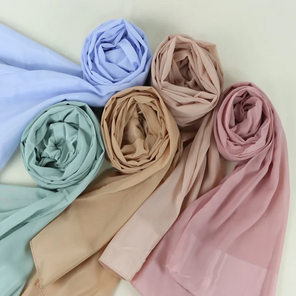 

70x180cm Lightweight Chiffon Scarf with Border - Breathable Long Shawl, Women's Wrap, Dust &