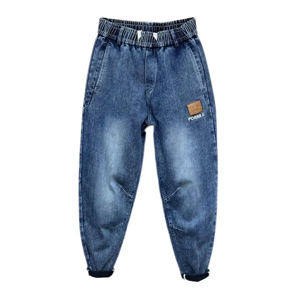 Jean Sarouel à Jambes Larges pour Homme, Pantalon en Denim à Taille artificiel astique avec Proximité Réglable, Poches Wslice, Solide, Document