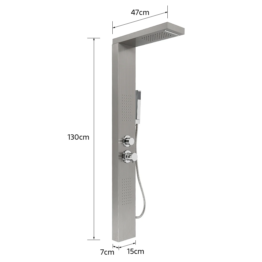 4-in-1 douchepaneel, douchesysteem complete set regendouche, waterval, massagezijsproeiers, brede handdouche, schakelaar met 1 knop