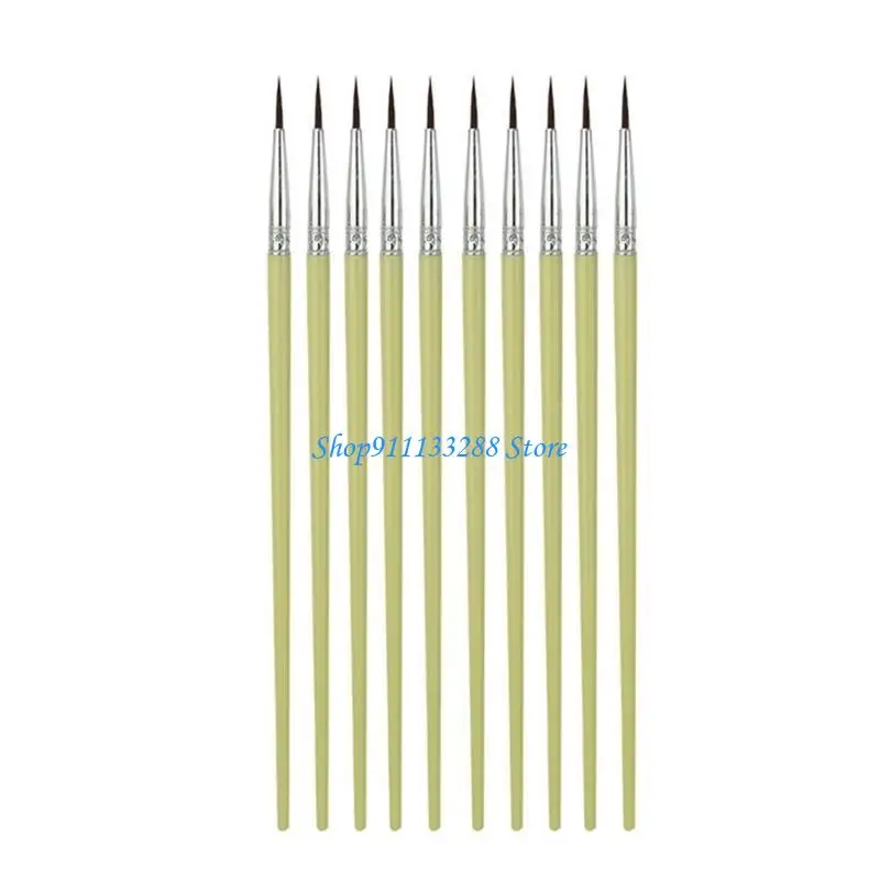G88D Art Paint Brush Set, 10pcs Hand Painted Nylon Hair Brushes for Acrylic, Watercolor, Oil Gouache, Face Art Painting