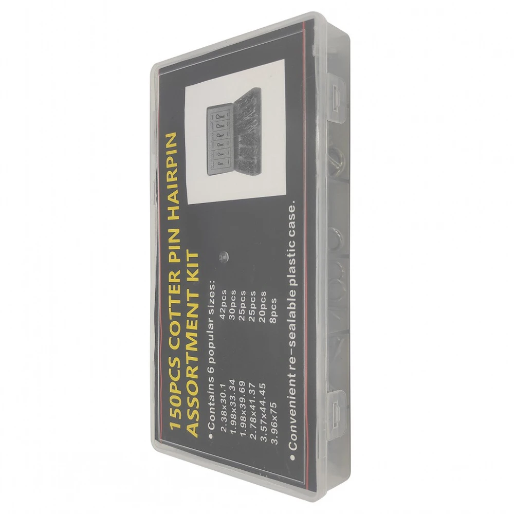 

1 коробка шплинтов из нержавеющей стали (150 шт.) шплинты R-типа содержит 6 популярных размеров для крепежных болтов и штифтов