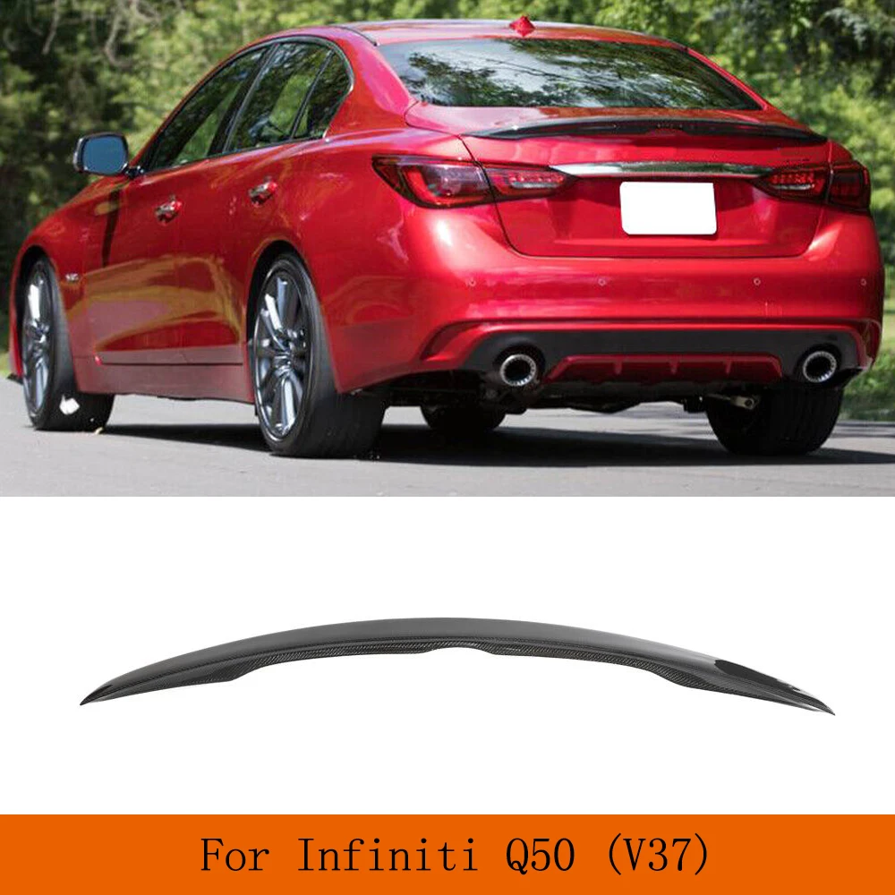 Car Carbon Fiber Rear Trunk Spoiler Boot Wings Rear for INFINITI Infiniti Q50  V37 2014-2020