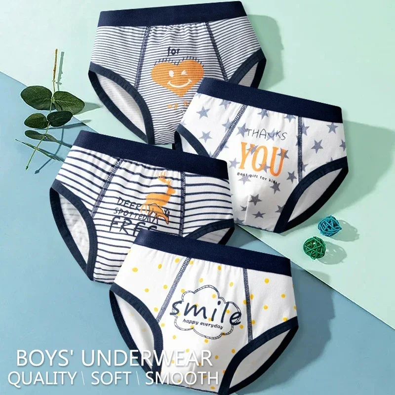 4pcs Cotton Boys Briefs Star Airplane Shark Dinosaur Cartoon Printed Children Panties Underpants Soft Triangle Underwear For Boy - Image 3