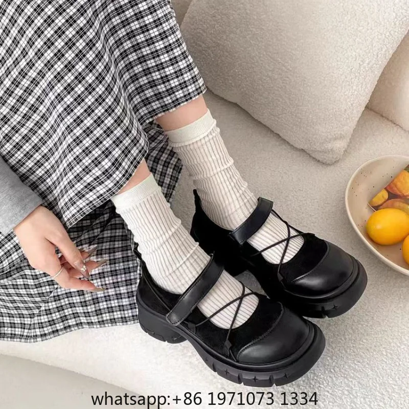 Women's Platform Mary Jane Loafers, Crisscross Strap Chunky Heel Casual Shoes, Sweet & Cool Style for Spring Daily Date & Party
