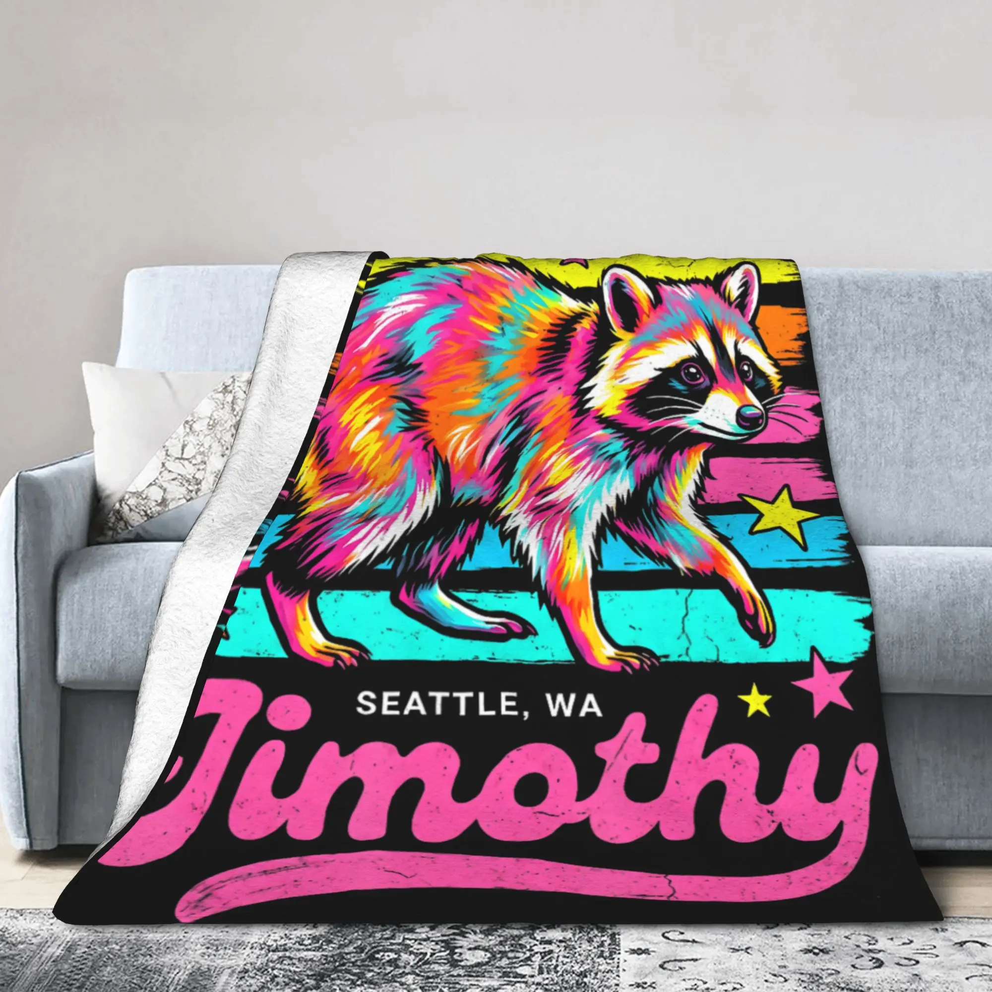Jimothy from Seattle It's OK to Be Weird Raccoon Cottagecore Blanket Quality Warm Cozy Throw Blanket Winter Picnic Bedspread
