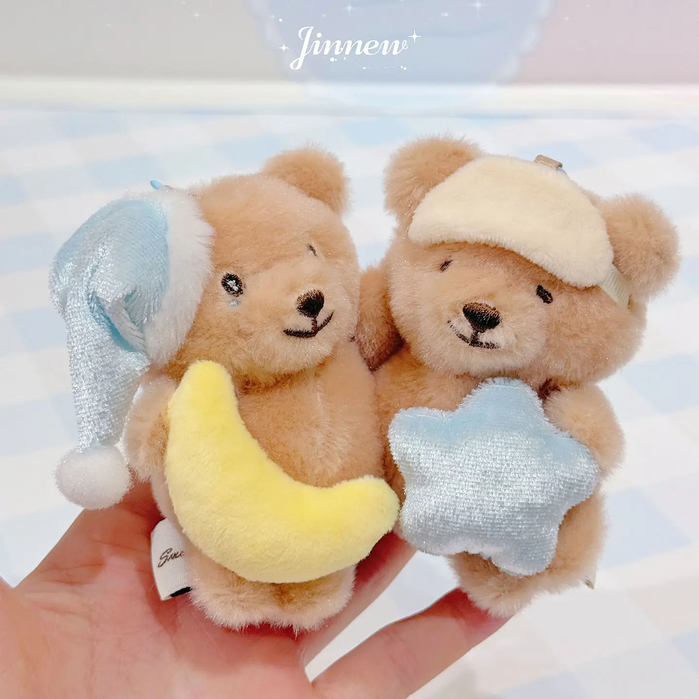 

Cute Bear Moon Star Couple Plush Keychain10cm Fluffy Bear Bag Charm for Girls Women Kids Perfect Gift Daily Accessory