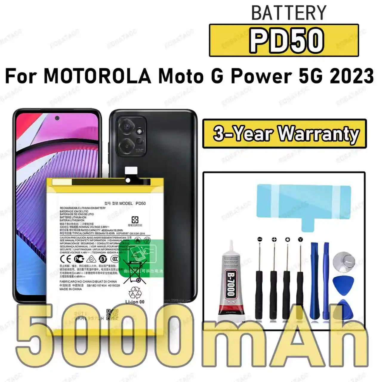

100% New High Quality PD50 Battery For MOTOROLA MOTO G Power 5G 2023 Replacement Battery Bateria+Free Tools