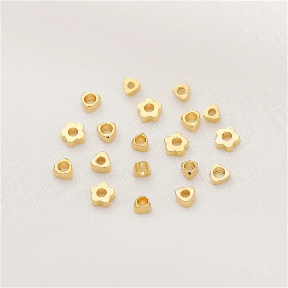

14K Gold-plated Triangular Flower Shaped Broken Gold Spacer Beads DIY Handmade Bracelet Spacer Bead Jewelry Material Accessories