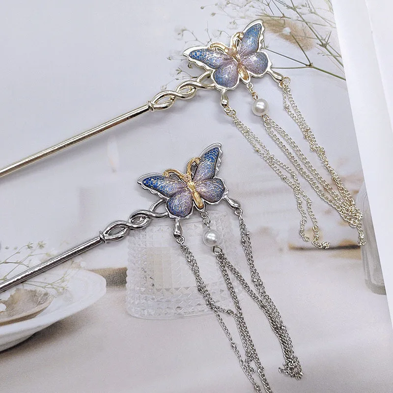 

Заколка для волос с кисточкой-бабочкой и ретро-темпераментом, новая высококачественная антикварная заколка-качалка в стиле ханьфу, повязка на голову