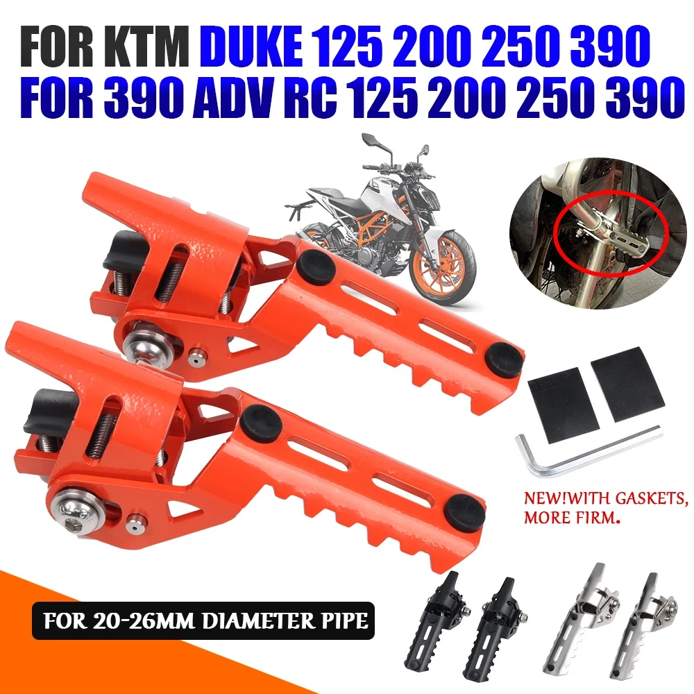 For KTM DUKE390 DUKE250 125 200 DUKE 390 Adventure RC 250 RC390 Motorcycle Accessories Front Foot Pegs Rests Footrests Clamps