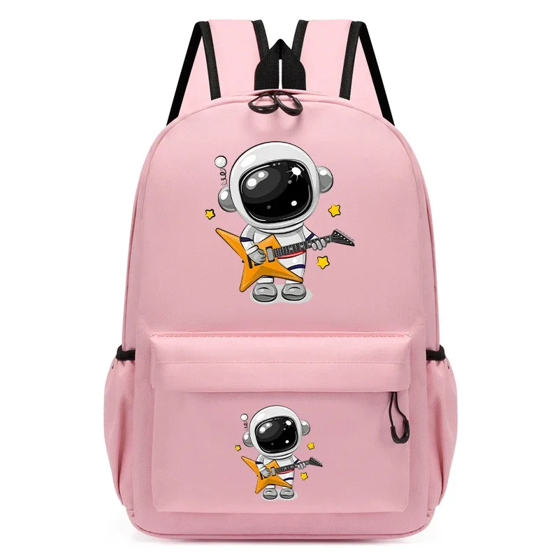 Cartoon Astronaut with Guitar Print Kids Backpack for Children Anime Schoolbag Teenager Girls Schoolbag Kindergarten Backpack