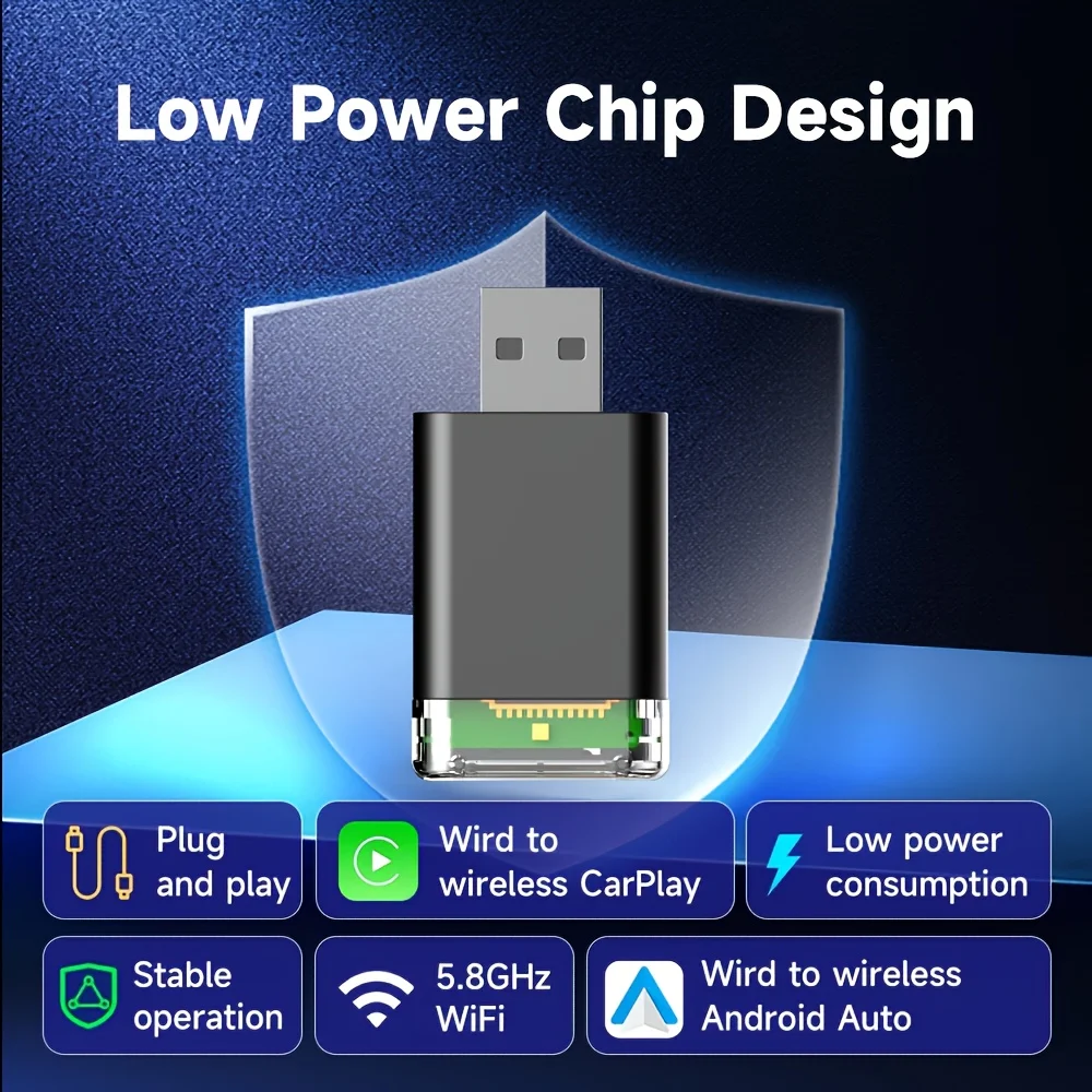

2-in-1 CarPlay and Android automatic adapter, compatible with i0S 10+/- Android 11+versions, suitable for all vehicle models