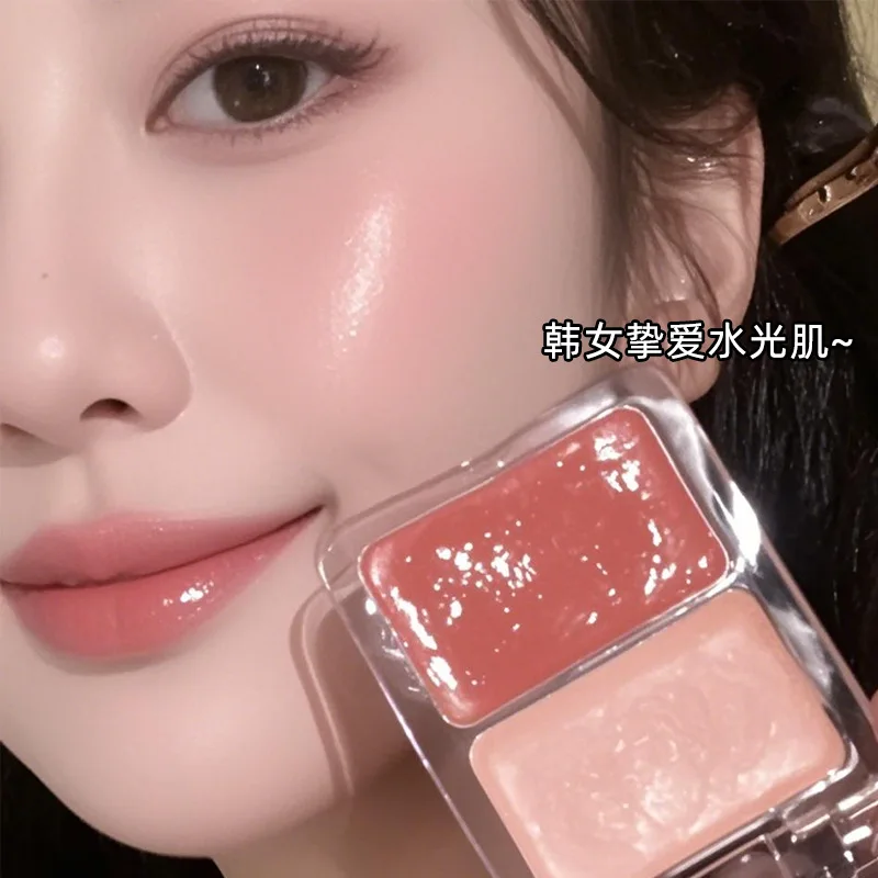 Color de figo aquoso iluminador de blush de pele aquosa hidratar o rosto com pomada iluminar e inchaço cor de damasco de leite