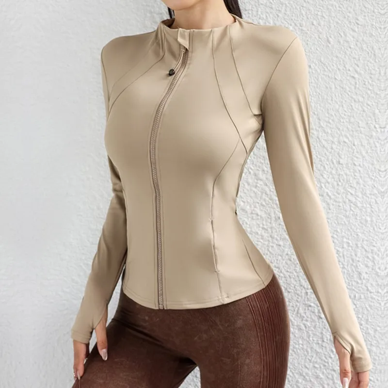 

Yoga Clothes Windbreaker Sportswear Stand Up Collar Fitness Jacket For Women Slim Zipper Yoga Wear Running Sports Cycling Top