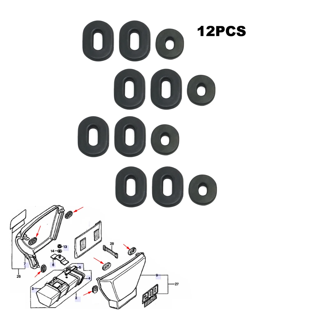 12 piece Side Cover Grommet Set For Honda CB/CL/SL/XL100 CB/CT/SL/TL/XL125 CB200/500/550/750 CB750K CB750F CB550K CB200T CB200T