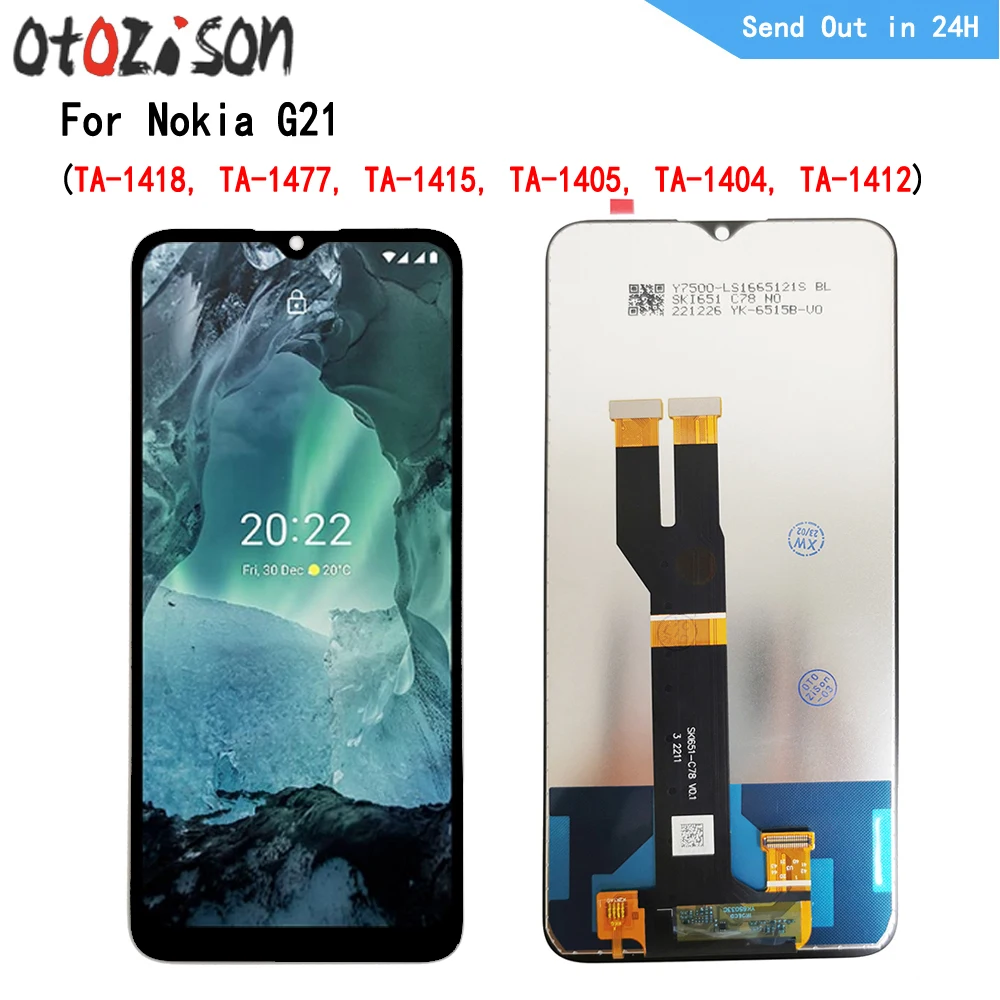 Pantalla IPS de 6,5 pulgadas para móvil, digitalizador de Panel táctil LCD con montaje de marco para Nokia G21 TA-1418, TA-1477, TA-1415, TA-1405,