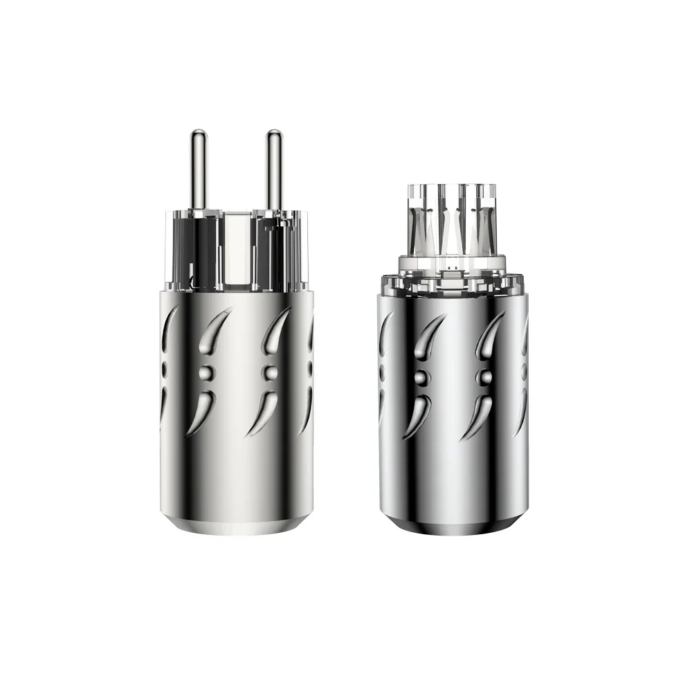คู่ Viborg VE512S + VF512S อลูมิเนียมทองแดงบริสุทธิ์ Silver Plated Audio SCHUKO Power Connector ปลั๊ก IEC