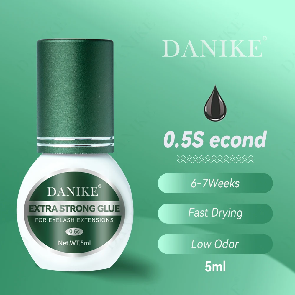 5 ขวด 5ml DANIKE False Lash กาวสีดํา 0.3S 0.5S 1S 2S 3S แห้งเร็วกาวสําหรับขนตา Extra Strong Lash กาว