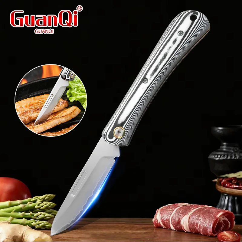 

Multi-functional Peeling Knife Stainless Steel Folding Pocket Knife Meat Cutting Vegetable Fish Knife Woode Handle Kitchen Knife