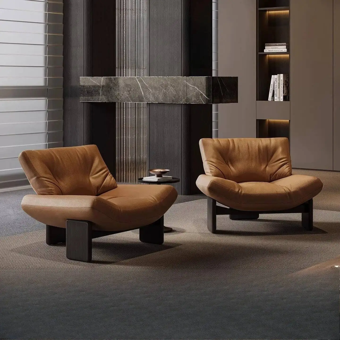 Light Luxury Italian Ecological Genuine Leather Single Seater Sofa Designer Leisure Chair Living Room Reception Lazy Chair