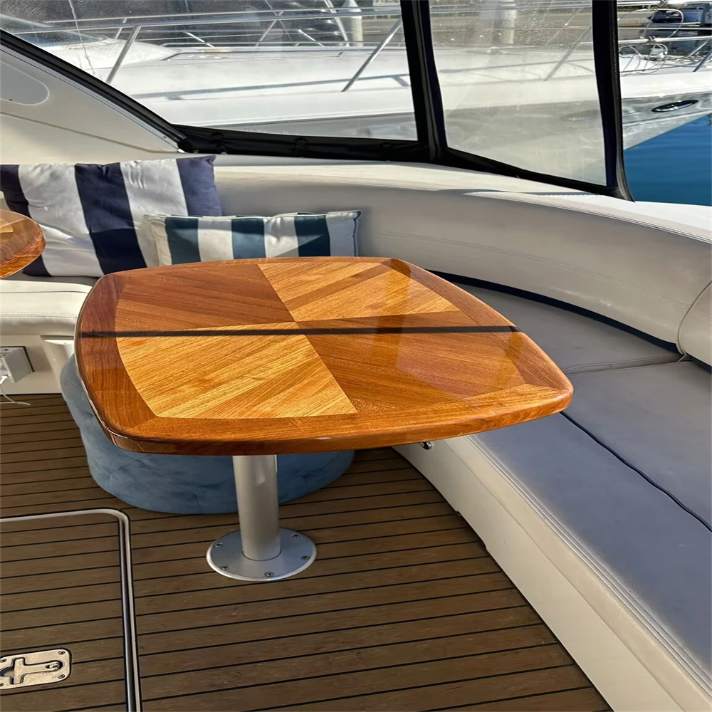 High Gloss Varnished Teak Table Top 500x700mm,19.7x27.5 Inch Barrel Shaped Marine Boat Yacht RV TGH5070 ZY