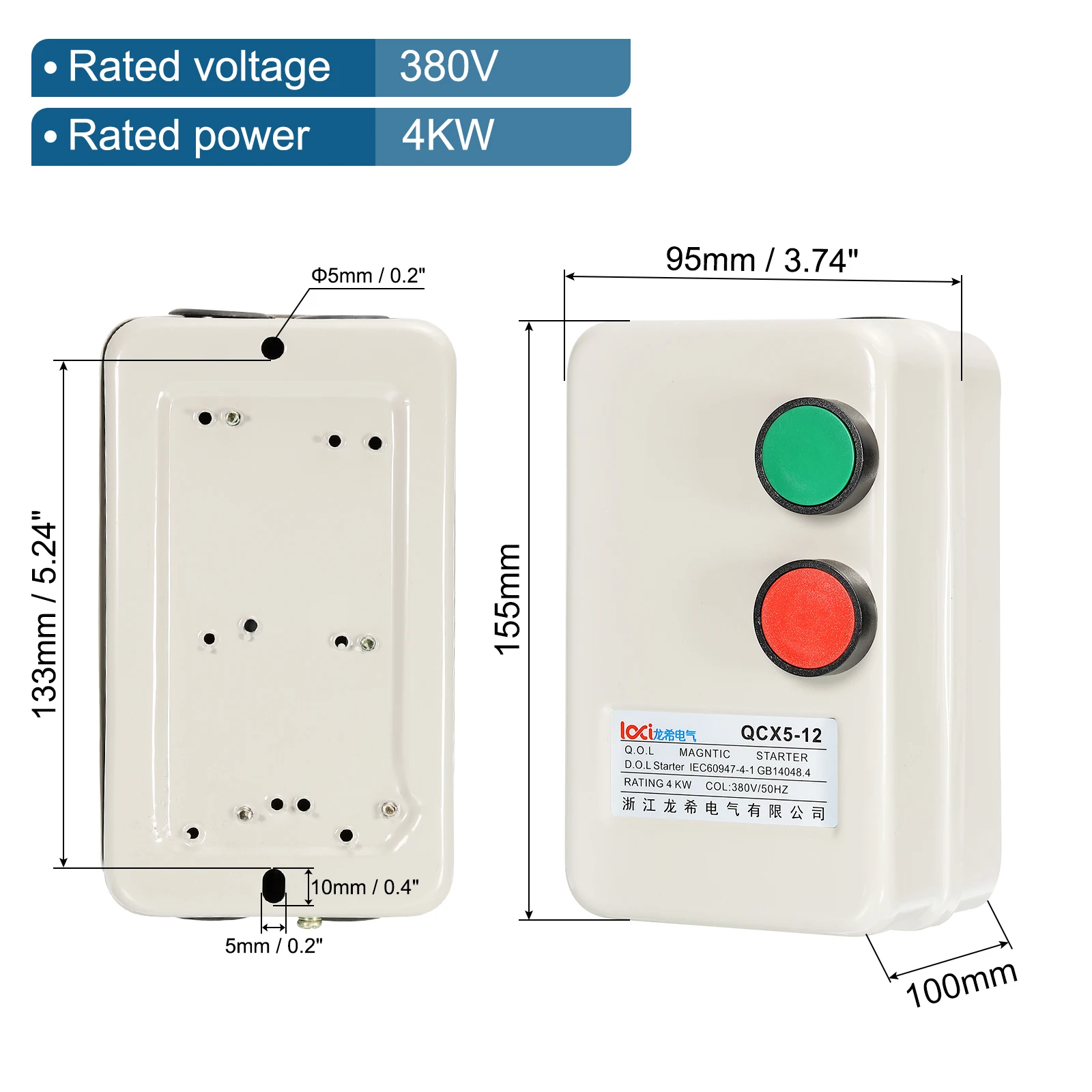 Magnetic Electric Motor Starter 380V 4KW 5HP 3 Phase Magnetic Switch Motor Starter for Air Compressor