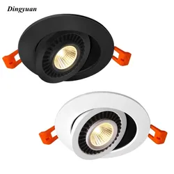 Round Shape Dimmable LED 360 Angle Adjustable 7W 9W 12W 15W COB Recessed Downlight AC85-265V Black/White LED Ceiling Spot Light