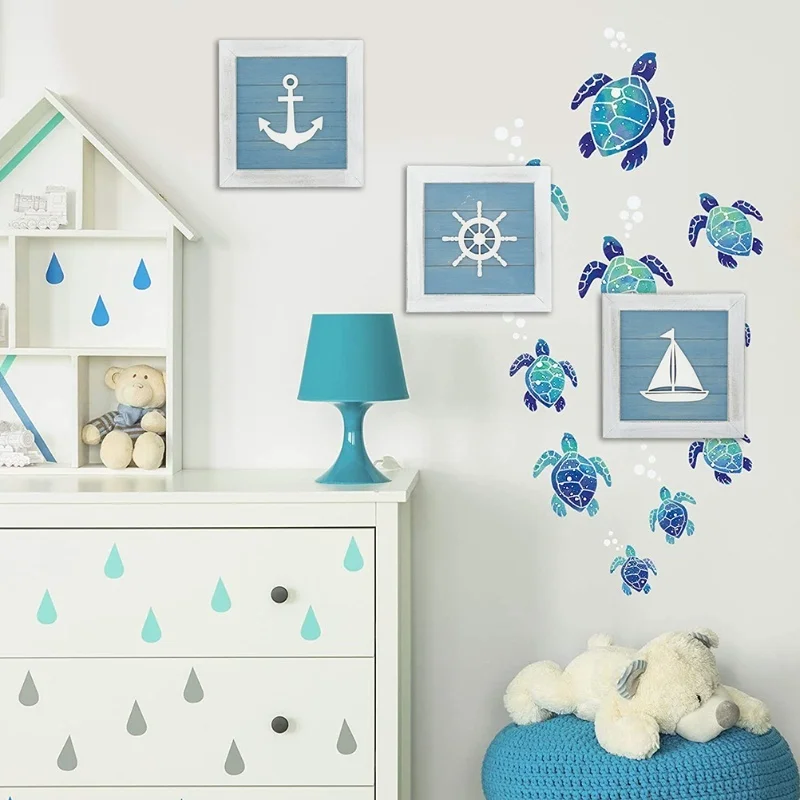 

C5 Ocean Theme Beach Wall Decor 3D Wall Art Room Decoration With Starfish Seashell Sand Dollar Vintage Beach Home Bathroom Decor