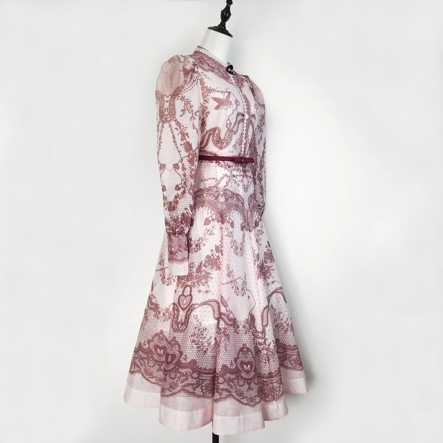 

Женская юбка с высокой талией на пуговицах Princ, весенняя коллекция Faion, длинный воротник-стойка, винтажный принт