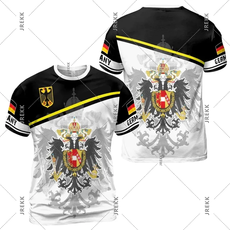 

German Pride T-shirt For Men's Clothing National Emblem Flag Graphic Short Sleeve O Neck T Shirts Art Stripe Smoke Summer Tee
