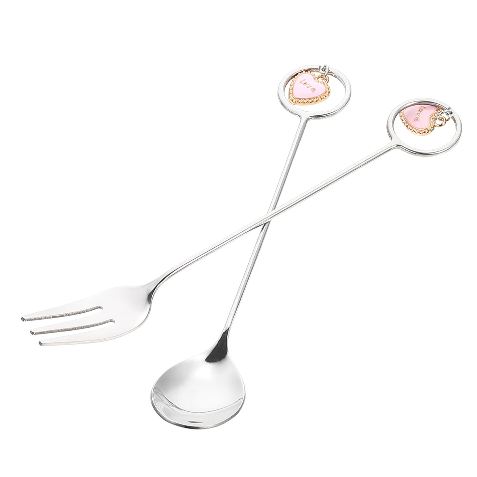 

1 Set Stainless Steel Resin Spoon Fork Tableware Set Household Dessert Ice Cream Coffee Stirring Utensils Party Flatware Kit