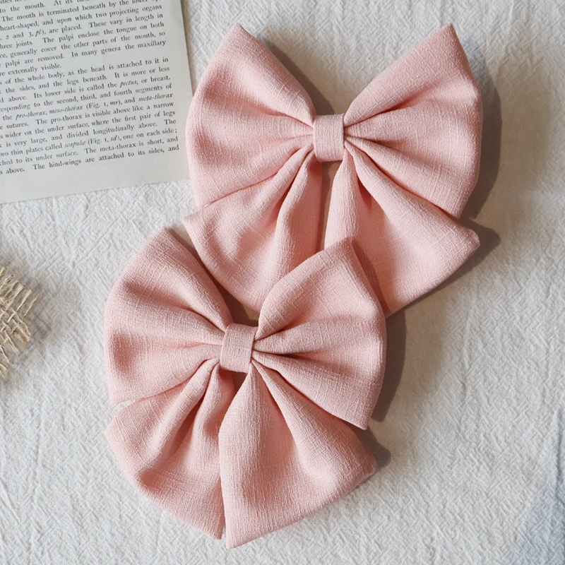 2Pcs Solid Color Hair Bows Boutique With Clips For Girls Hairgrips New Headwear Baby Hair Accessories Gift Baby Hair Clips