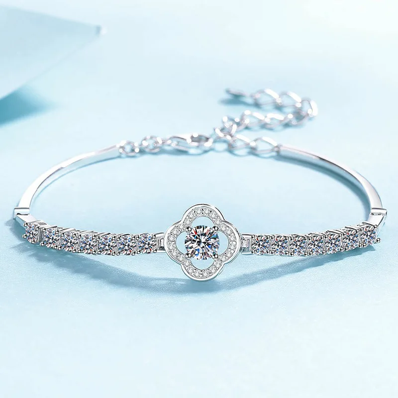 1.9 carat moissanite women's bracelet, crafted from PT950 platinum, multifunctional daily decoration, 16-20cm adjustable